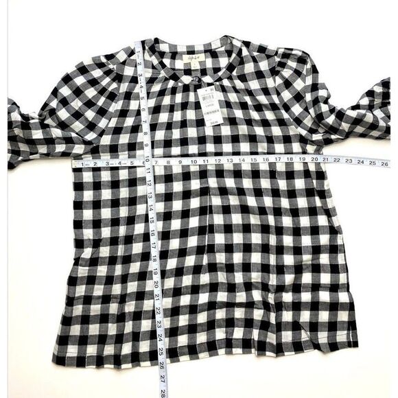 Style & CoBlack White Buffalo Plaid Shirt Metallic Threads sz Large NEW - Picture 4 of 9